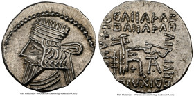 PARTHIAN KINGDOM. Pacorus I (ca. AD 78-120). AR drachm (19mm, 10h). NGC Choice AU. Ecbatana. Draped bust of Pacorus left with long pointed beard, wear...