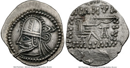 PARTHIAN KINGDOM. Artabanus VI (ca. AD 212-224/7). AR drachm (20mm, 2.85 gm, 12h). NGC AU 4/5 - 3/5. Ecbatana mint. Bust of Artabanus VI left, with fo...