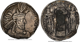 SASANIAN KINGDOM. Narseh (AD 293-302). AR drachm (23mm, 3.55 gm, 2h). NGC Choice VF 5/5 - 1/5, damage. Pahlavi legend around rim, bust of Narseh right...