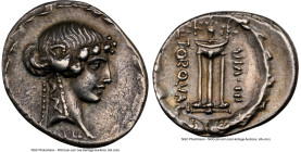 L. M. Torquatus (ca. 65/58 BC). AR denarius (18mm, 3.85 gm, 5h). NGC XF 4/5 - 4/5, Fine Style. Rome. SIBYLLA, head of Sibyl right, wreathed in ivy wre...