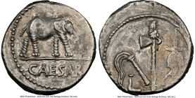 Julius Caesar, as Dictator (49-44 BC). AR denarius (18mm, 3.80 gm, 5h). NGC Choice XF 3/5 - 3/5, light scratches. Military mint traveling with Caesar ...