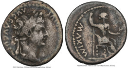 Tiberius (AD 14-37). AR denarius (19mm, 3.46 gm, 5h). NGC Choice Fine 3/5 - 2/5, brushed. Lugdunum, ca. AD 15-18. TI CAESAR DIVI-AVG F AVGVSTVS, laure...