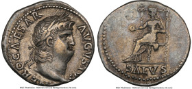 Nero, as Augustus (AD 54-68). AR denarius (17mm, 3.49 gm, 12h). NGC XF 4/5 - 3/5, light marks. Rome, AD 67-68. IMP NERO CAESAR-AVGVSTVS, laureate head...