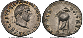 Vitellius (late April-20 December AD 69). AR denarius (18mm, 3.31 gm, 6h). NGC Choice VF 5/5 - 3/5, marks. Rome. A VITELLIVS GERMAN IMP TR P, laureate...