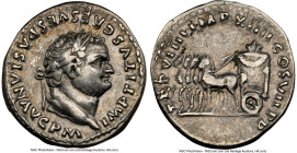 Titus, as Augustus (AD 79-81). AR denarius (18mm, 3.48 gm, 5h). NGC VF 5/5 - 4/5. Rome, after 1 July AD 79. IMP TITVS CAES VESPASIAN AVG P M, laureate...