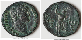 Hadrian (AD 117-138). AE sestertius (33mm, 25.55 gm, 6h). Fine, altered surface. Rome, AD 125-127. HADRIANVS-AVGVSTVS, laureate head of Hadrian right ...