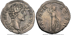 Marcus Aurelius, as Caesar (AD 161-180). AR denarius (18mm, 3.42 gm, 12h). NGC VF 5/5 - 3/5. Rome, AD 148-149. AVRELIVS CAE-SAR AVG PII F, bare head o...