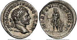 Caracalla, as Augustus (AD 198-217). AR denarius (19mm, 11h). NGC Choice AU. Rome, AD 215. ANTONINVS PIVS AVG GERM, laureate head of Caracalla right /...