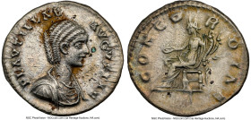 Plautilla (AD 202-205). AR denarius (19mm, 2.89 gm, 11h). NGC AU 5/5 - 3/5. Laodicea ad Mare. PLAVTILLAE AVGVSTAE, draped bust of Plautilla right, see...