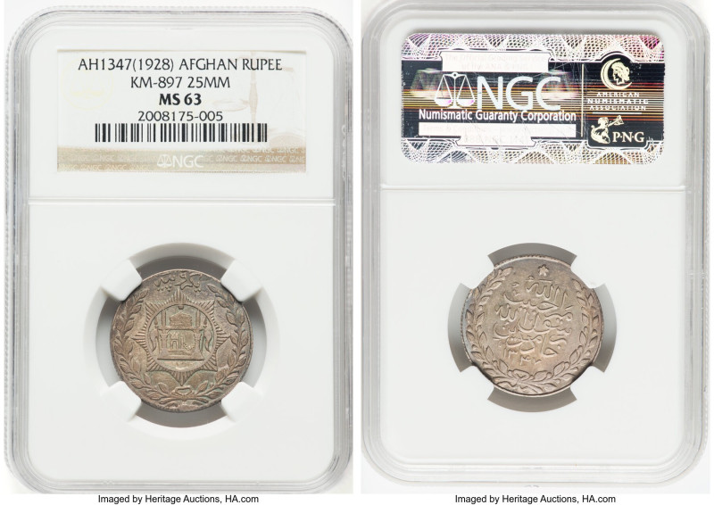 Habibullah Ghazi Rupee AH 1347 (1928) MS63 NGC, KM897. 25mm. HID09801242017 © 20...