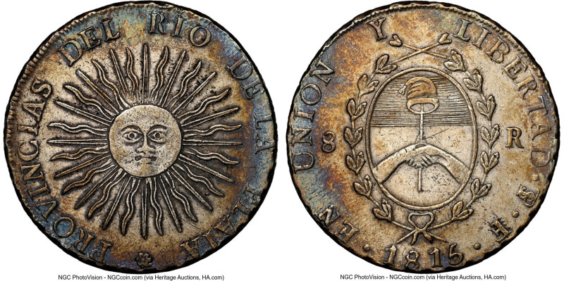 Republic 8 Reales 1815 PTS-F AU Details (Cleaned) NGC, Potosi mint, KM14. The fa...