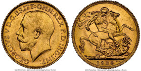 George V gold Sovereign 1924-M MS62 NGC, Melbourne mint, KM29. HID09801242017 © 2022 Heritage Auctions | All Rights Reserved