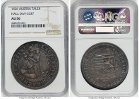 Archduke Leopold Taler 1626 AU50 NGC, Hall mint, KM629.1, Dav-3337. Anthracite toning with deep rich red and turquoise accents. HID09801242017 © 2022 ...