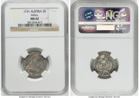 Karl VI 3 Kreuzer 1731 MS62 NGC, Hall mint, KM1587. Reflective luster with soft pearl-gray and champagne toning. HID09801242017 © 2022 Heritage Auctio...