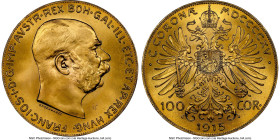 Franz Joseph I gold Restrike 100 Corona 1915 MS67 NGC, Vienna mint, KM2819, Fr-507R. HID09801242017 © 2022 Heritage Auctions | All Rights Reserved