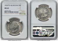 Republic 4 Soles 1855 PTS-MJ MS63 NGC, Potosi mint, KM123.2. Tied for top grade Certified. HID09801242017 © 2022 Heritage Auctions | All Rights Reserv...