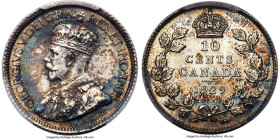 George V 10 Cents 1929 MS66 PCGS, Ottawa mint, KM23a. Marbled with dramatic steel blue and russet tones. Only one finer example at PCGS. HID0980124201...