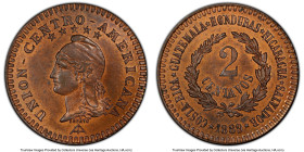 Confederation bronze Specimen Essai 2 Centavos 1889 SP64 Red and Brown PCGS, KM-XE22. UNION CENTRO-AMERICAN Liberty head left / COSTA-RICA GUATEMALA H...