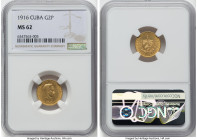 Republic gold 2 Pesos 1916 MS62 NGC, Philadelphia mint, KM17. HID09801242017 © 2022 Heritage Auctions | All Rights Reserved