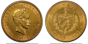 Republic gold 10 Pesos 1916 AU Details (Ex. Jewelry) PCGS, Philadelphia mint, KM20. HID09801242017 © 2022 Heritage Auctions | All Rights Reserved