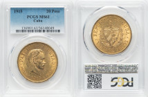 Republic gold 20 Pesos 1915 MS61 PCGS, Philadelphia mint, KM21, Fr-1. HID09801242017 © 2022 Heritage Auctions | All Rights Reserved