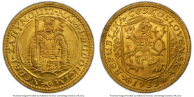 Republic gold Ducat 1933 MS65 PCGS, Kremnitz mint, KM8, Fr-2. Decidedly a Gem and showing sculptured surfaces with matte-like central motifs. HID09801...