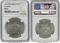 Hamburg. Free City 32 Schilling 1794-OHK MS62 NGC, Hamburg mint, KM509. Flashy untoned issue with weakly struck centers and opaque luster. HID09801242...