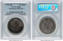 Nürnberg. Free City 1/2 Taler 1766-SR MS65 PCGS, KM355, Erlanger-775. With the name and titles of Emperor Joseph II. Reflective fields draped in pewte...