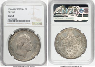 Prussia. Friedrich Wilhelm IV 2 Taler 1846-A MS62 NGC, Berlin mint, KM440.2, Dav-771. Extremely impressive in Mint State and highly desirable as such....