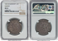 Saxony. Johann Georg I 1/4 Taler 1653-CR MS61 NGC, Dresden mint, KM410. Reflective fields heavily draped in lavender-gray and anthracite patina. HID09...