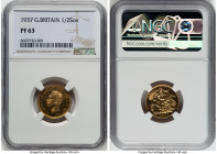 George VI gold Proof 1/2 Sovereign 1937 PR63 NGC, KM858, S-4077. Watery fields and frosted devices. Mintage: 5,500. HID09801242017 © 2022 Heritage Auc...