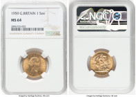Elizabeth II gold Sovereign 1959 MS64 NGC, London mint, KM908, S-4125. HID09801242017 © 2022 Heritage Auctions | All Rights Reserved