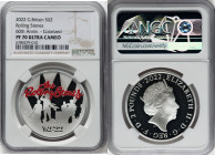 Elizabeth II silver Colorized Proof "Rolling Stones" 2 Pounds 2022 PR70 Ultra Cameo NGC, KM-Unl. Limited Edition Presentation: 8,000. First Releases. ...