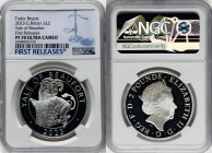 Elizabeth II silver Proof "Yale of Beaufort" 2 Pounds (1 oz) 2023 PR70 Ultra Cameo NGC, KM-Unl. Tudor Beasts series. First Releases. Accompanied by or...