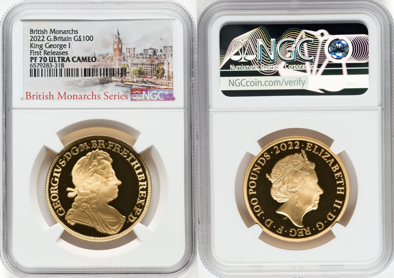 Elizabeth II gold Proof "King George I" 100 Pounds (1 oz) 2022 PR70 Ultra Cameo ...