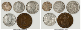 5-Piece Lot of Assorted Issues, 1) George III 6 Pence 1787 AU (Cleaned). 3.00gm 2) George III Shilling 1816 XF (Cleaned and Scratched). 5.49gm 3) Geor...