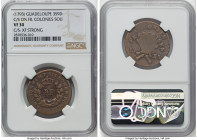 French Colony. Louis XV Counterstamped 3 Sols 9 Deniers ND (1793) VF30 NGC, KM1. "RF" counterstamp (XF Strong) on French Colonial 12 Deniers (Sol) 176...