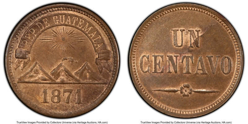 Republic Centavo 1871 MS64 Brown PCGS, Nueva Guatemala mint, KM196. HID098012420...