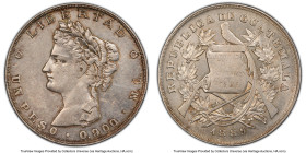 Republic Peso 1889-MG AU Details (Cleaned) NGC, Nuevo Guatemala mint, KM208. Mintage: 6794. Two year type. HID09801242017 © 2022 Heritage Auctions | A...