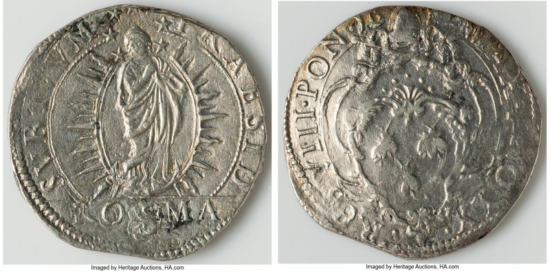 Papal States. Urban VIII Testone Anno 20 (1642) VF, Rome mint, KM218. 30mm. 9.27...