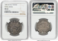 Papal States. Innocent XI Testone Anno IX (1685) MS64 NGC, Rome mint, KM469, Munt-93. A beautiful and regal design, accentuated by the near-Gem state ...