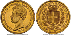 Sardinia. Carlo Alberto gold 10 Lire 1844-P (b) MS64 NGC, Genoa mint, KM136.2, Fr-114g. Anchor. Mintage: 11,110. A very scarce issue that is also almo...
