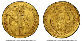 Venice. Francesco Loredano gold Zecchino ND (1752-1762) MS61 PCGS, KM619, Fr-1405. FRANC • LAVRED | S | • | M | • V | E | N | E | T Saint Mark standin...