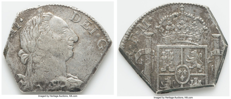 Charles III Cut 8 Reales ND (1759-1788) VF (Environmental Damage), Mexico City m...