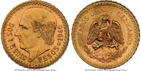 Estados Unidos gold 2-1/2 Pesos 1946 MS67 NGC, Mexico City mint, KM463. Tied with one other example as finest known at NGC. From the Robert S. Sloan C...