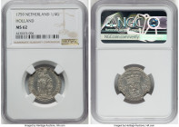 Holland. Provincial 1/4 Gulden (5 Stuivers) 1759 MS62 NGC, KM100. HID09801242017 © 2022 Heritage Auctions | All Rights Reserved