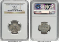Utrecht. Provincial silver Duit 1739 MS63 NGC, Utrecht mint, KM91a. First year of type. Silver-gray and almond toned with underlying mint bloom. HID09...