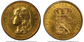 Wilhelmina I gold 10 Gulden 1897 AU Details (Cleaned) PCGS, Utrecht mint, KM118, Fr-347. HID09801242017 © 2022 Heritage Auctions | All Rights Reserved...