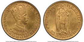 Haakon VII gold 10 Kroner 1910 MS64 PCGS, Kongsberg mint, KM375. One year type. HID09801242017 © 2022 Heritage Auctions | All Rights Reserved