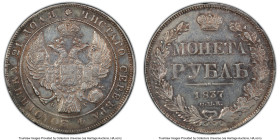 Nicholas I Rouble 1837 CПБ-HГ AU Details (Cleaned) PCGS, St. Petersburg mint, KM-C168.1. cnbcnb HID09801242017 © 2022 Heritage Auctions | All Rights R...